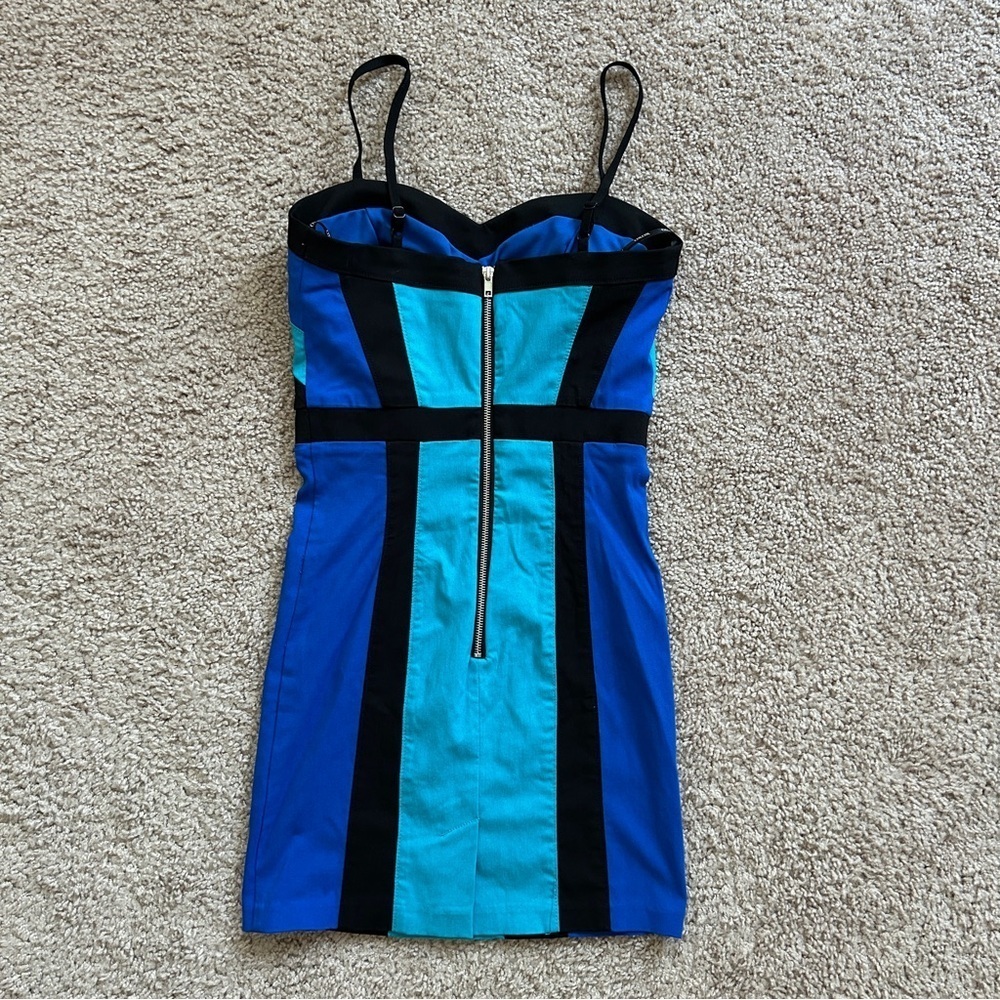 XOXO Colorblock Blue Black Bodycon Mini Dress 3/4 - Picture 2 of 7